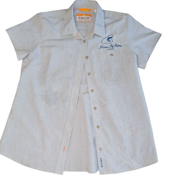 Orvis Sky Blue Embroidered Button Down Shirt - Picture 1 of 4